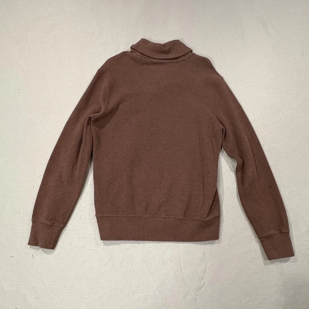 Polo Ralph Lauren Sweater Mens Medium Brown Shawl Collar Cotton Pullover Logo